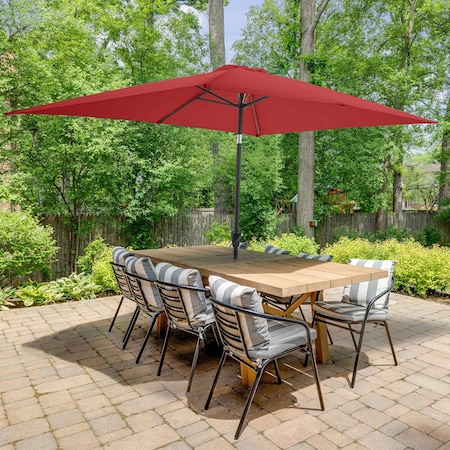 Pure Garden 10 Rectangular Patio Umbrella, Red 50-LG1274